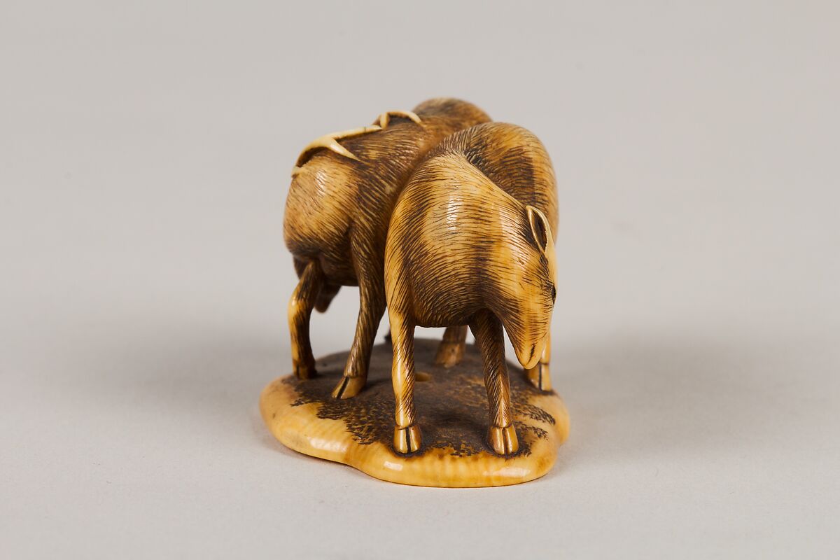 Netsuke of Two Deer, Ivory, Japan