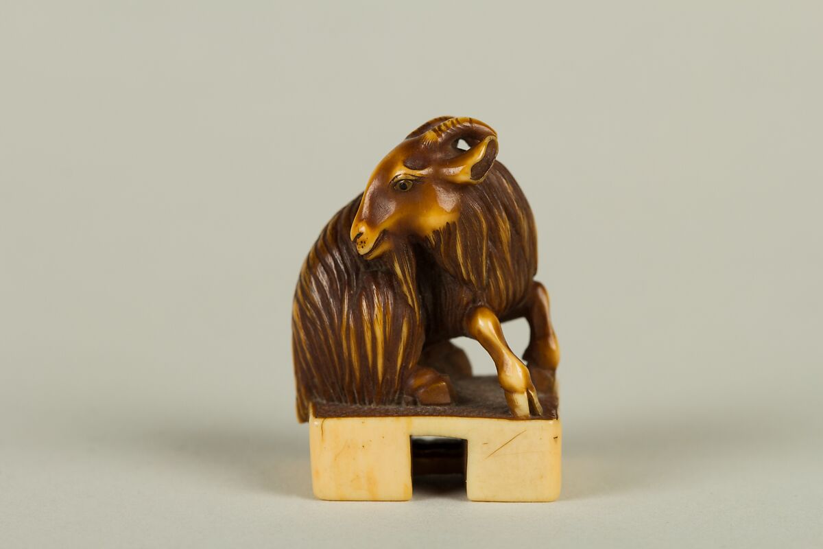 Netsuke of Goat, Ivory, Japan 