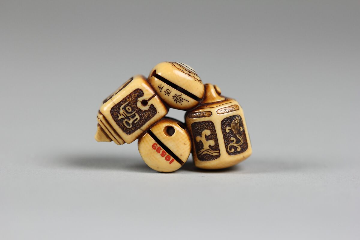 Netsuke of Four Bells, Ivory, Japan