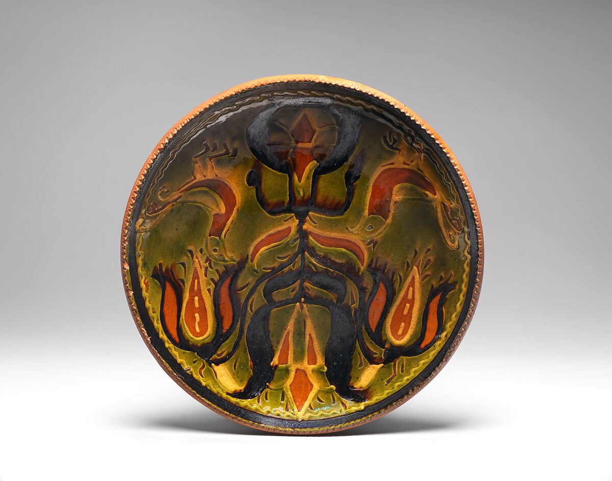 Plate, Attributed to Solomon Grimm (1787–1847), Earthenware; Redware, American 