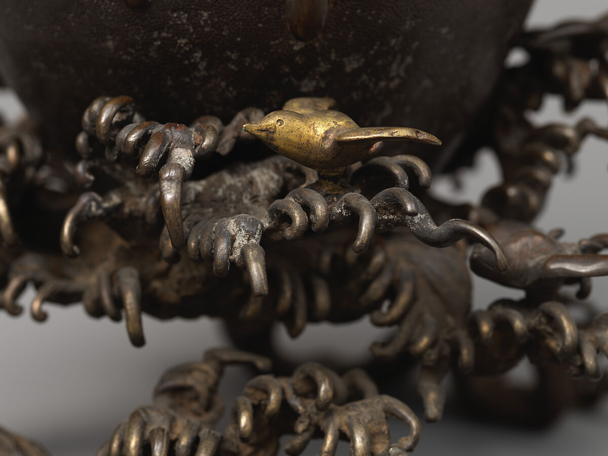 Vase, Copper alloy with inlaid silver details, Japan