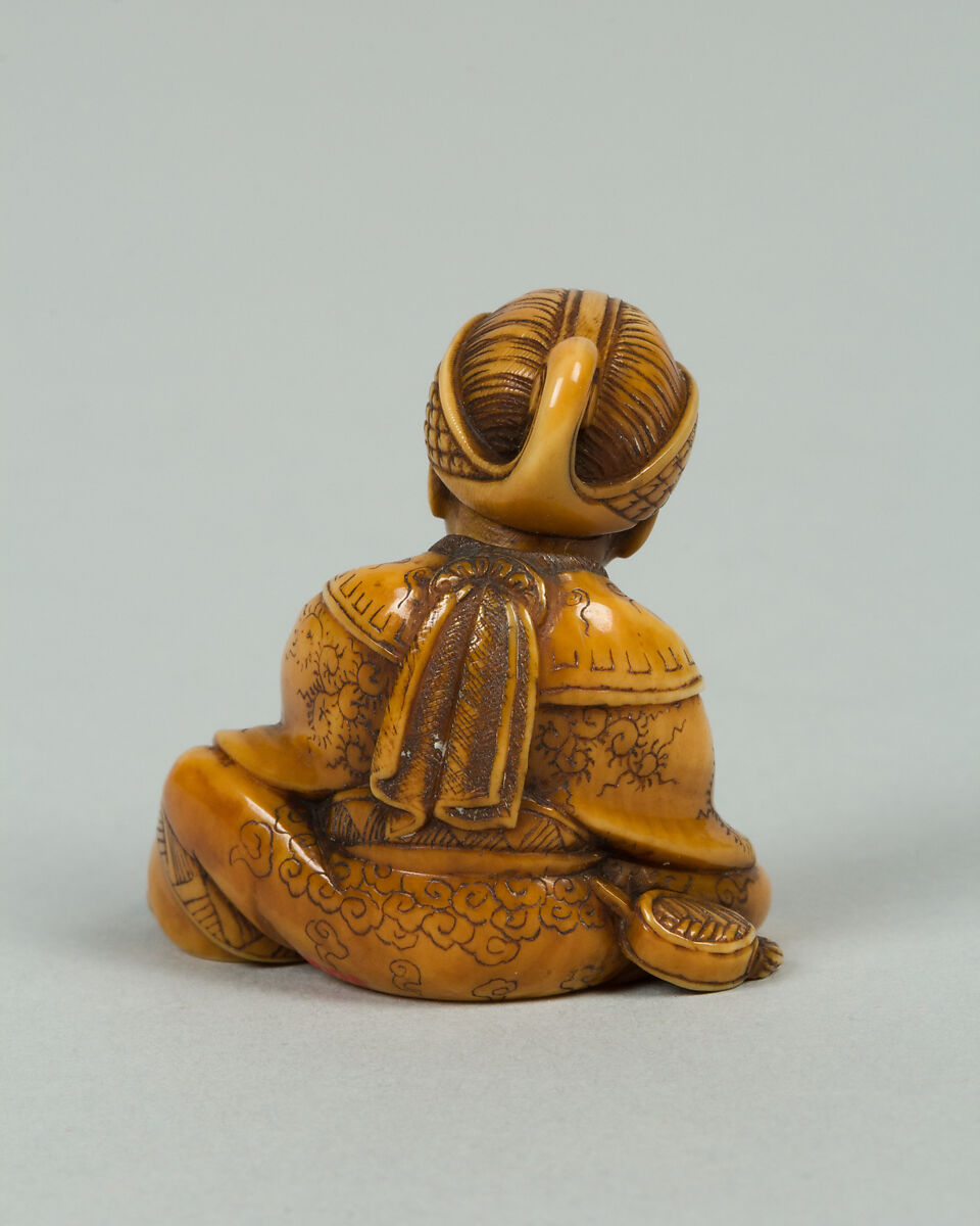Netsuke of Boy with Tortoise, Ivory, Japan
