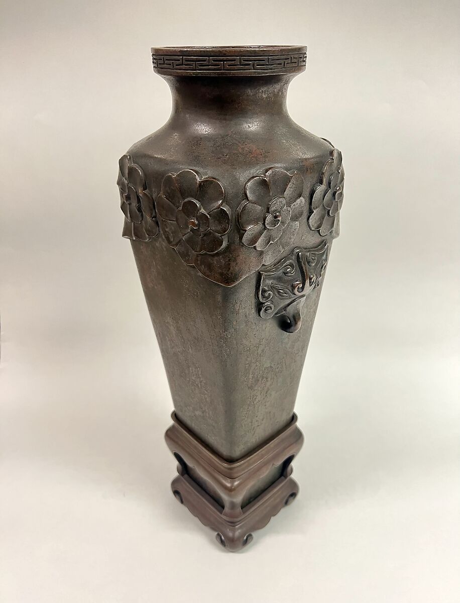 Vase in stand, Bronze, Japan