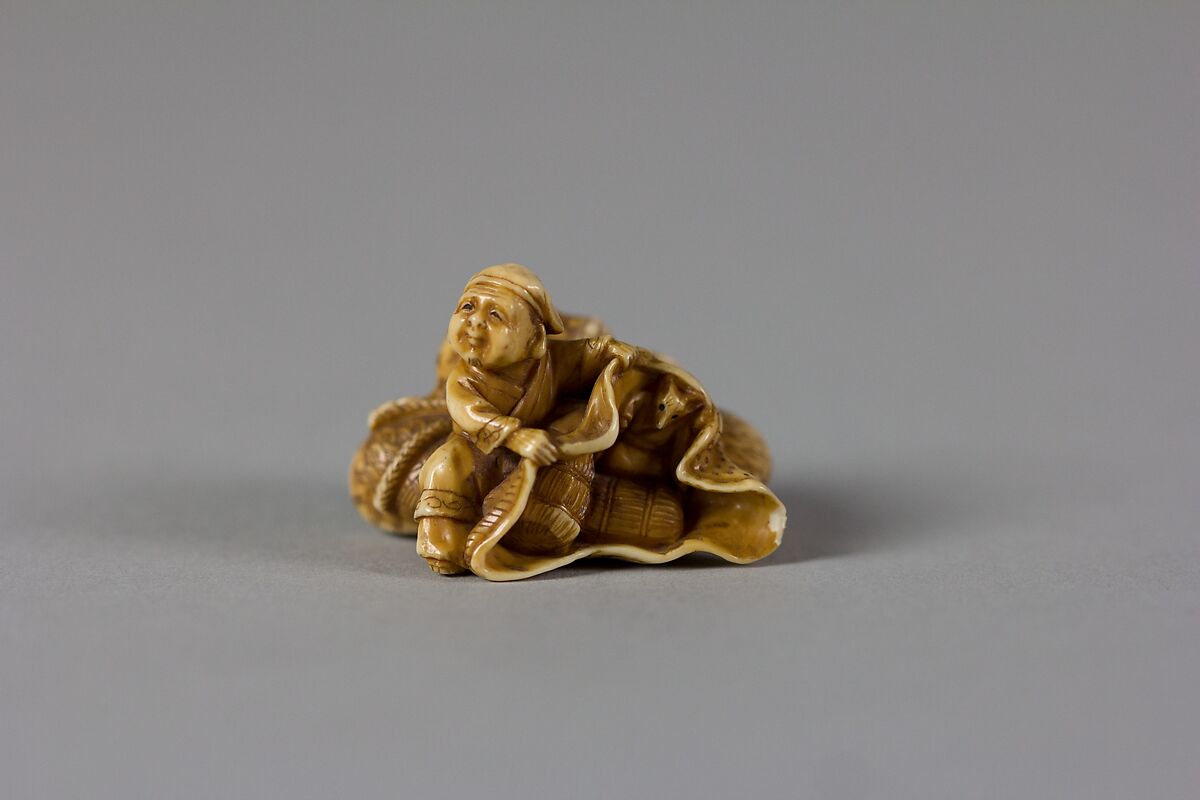 Netsuke of Daikoku and Bag, Ivory, Japan 