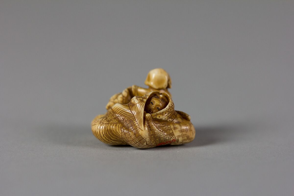 Netsuke of Daikoku and Bag, Ivory, Japan