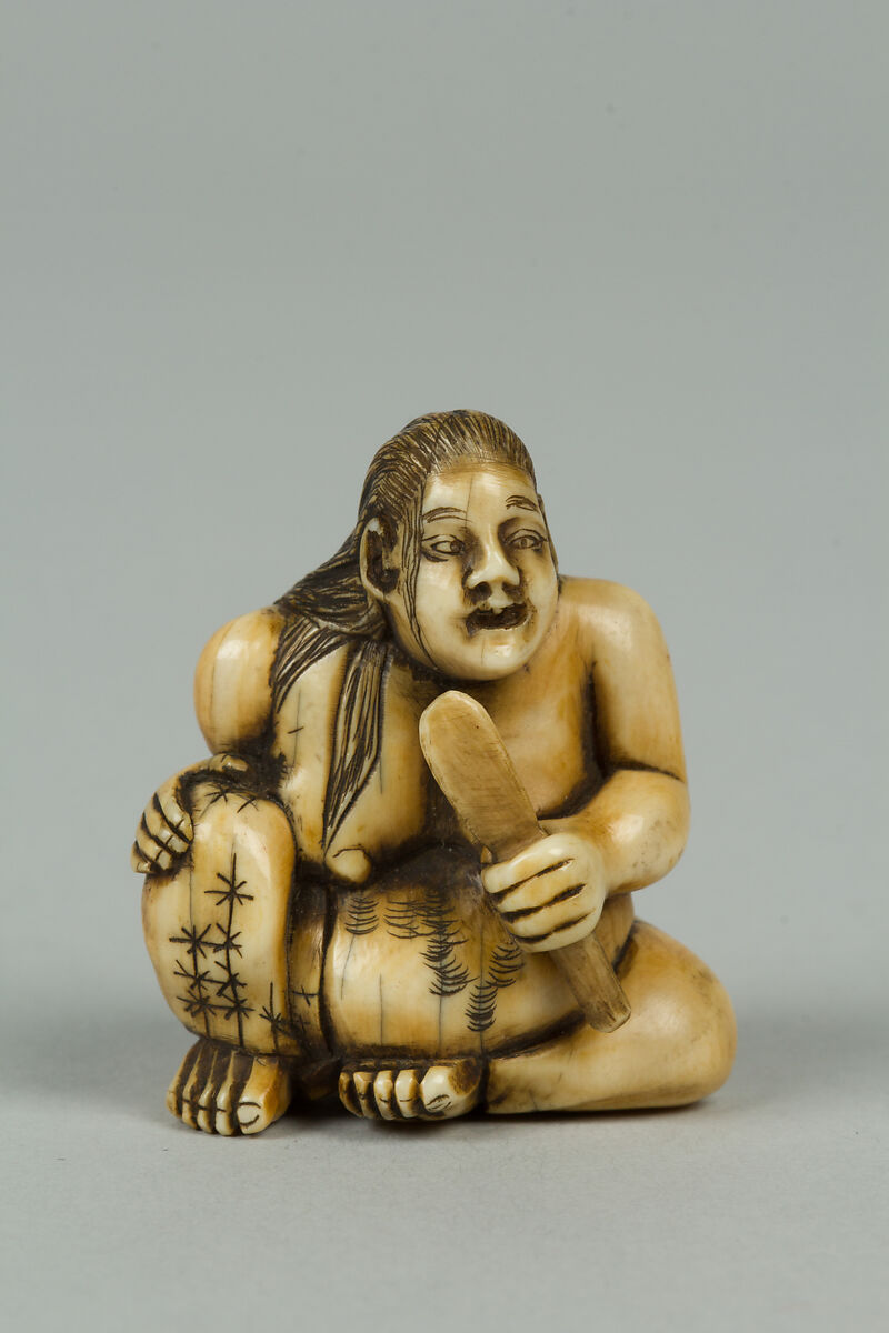 Netsuke of Seated Woman, Ivory, Japan 