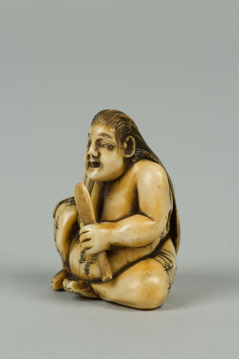Netsuke of Seated Woman, Ivory, Japan