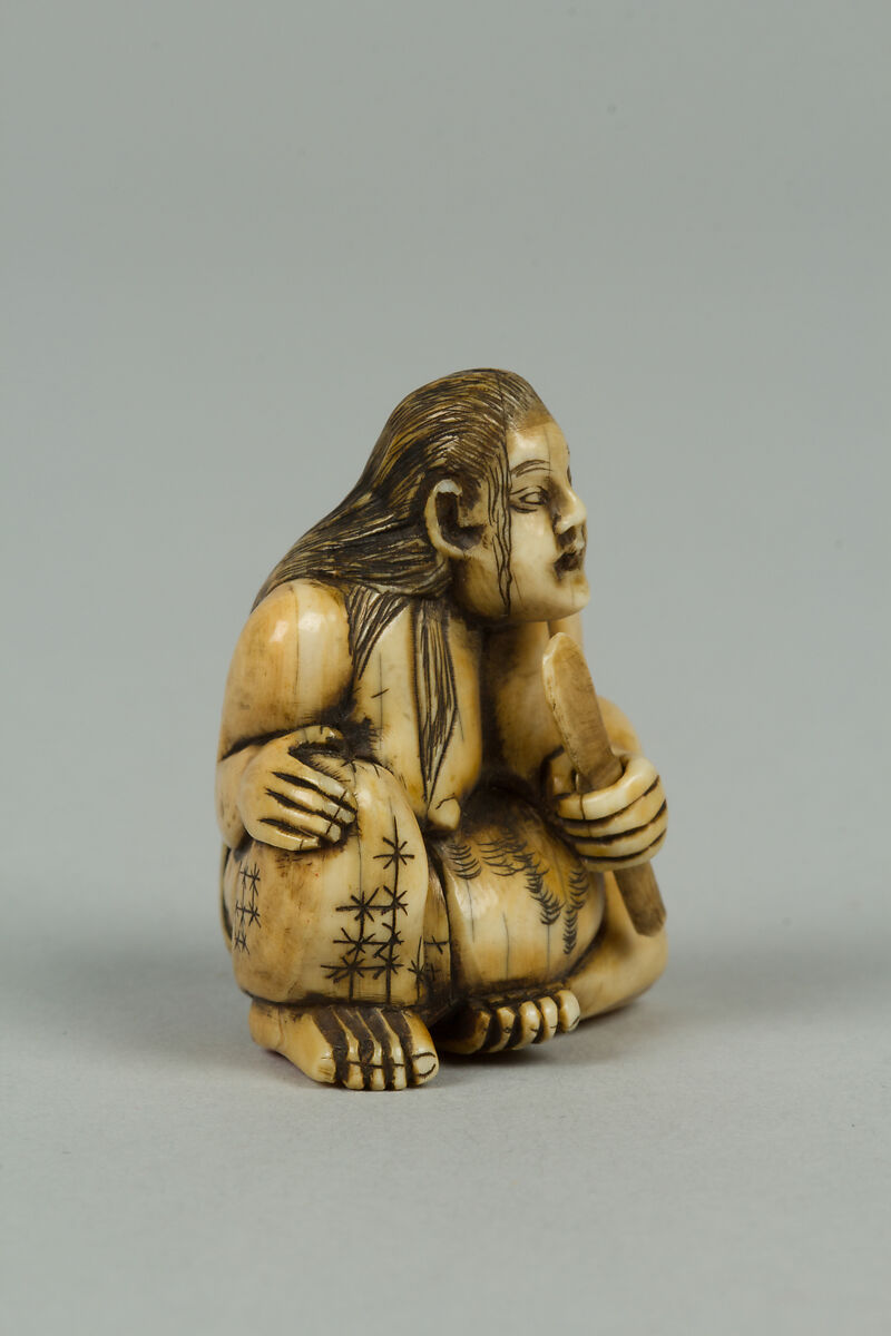 Netsuke of Seated Woman, Ivory, Japan
