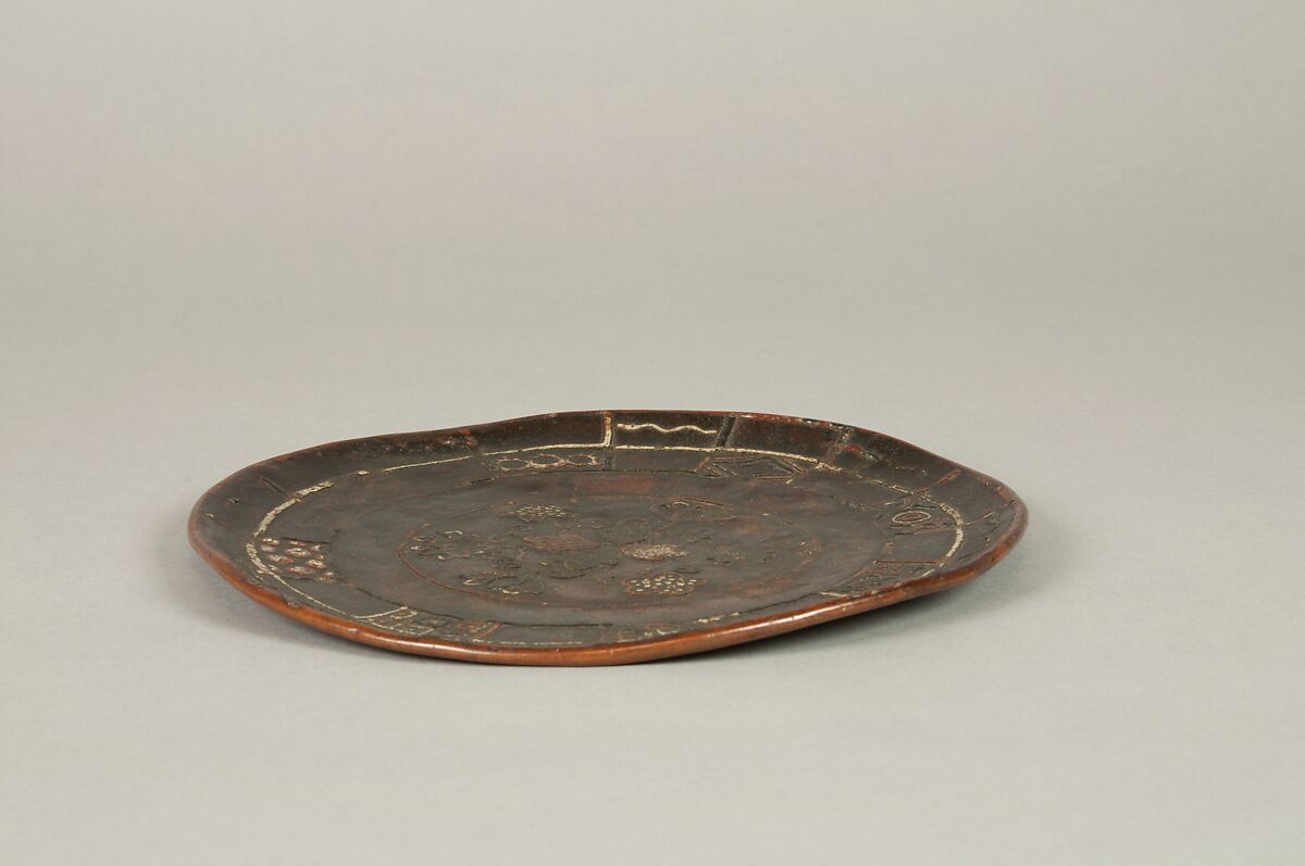 Plate, Iron decorated with lacquer, Japan