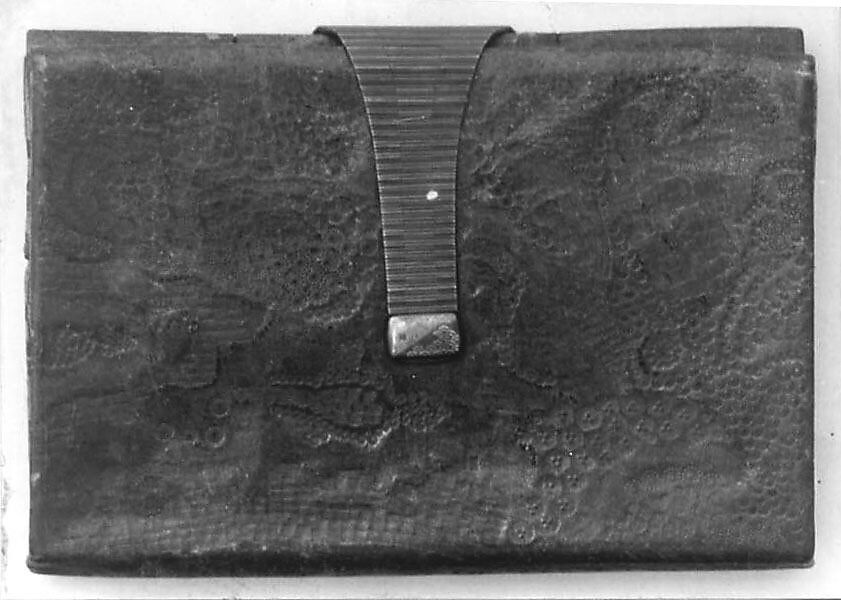 Pocket Book, Stamped leather with bronze and silver clasp, Japan 