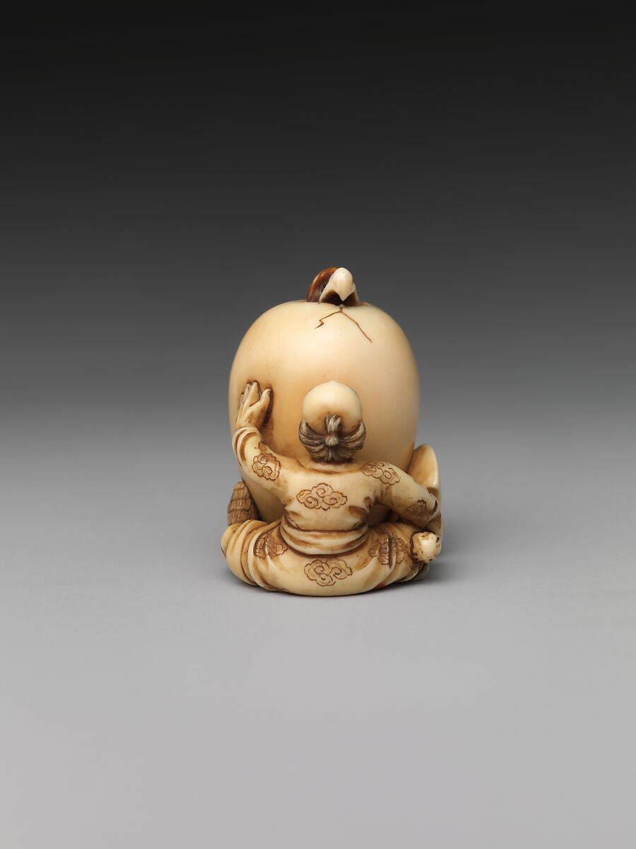 Netsuke of a Man and an Egg, Ivory, Japan