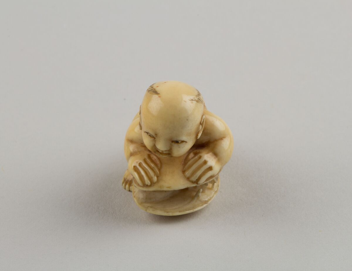 Netsuke of Child with a Shell, Ivory, Japan