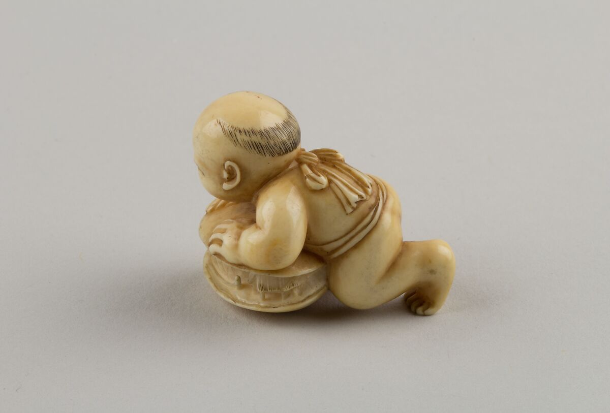 Netsuke of Child with a Shell, Ivory, Japan