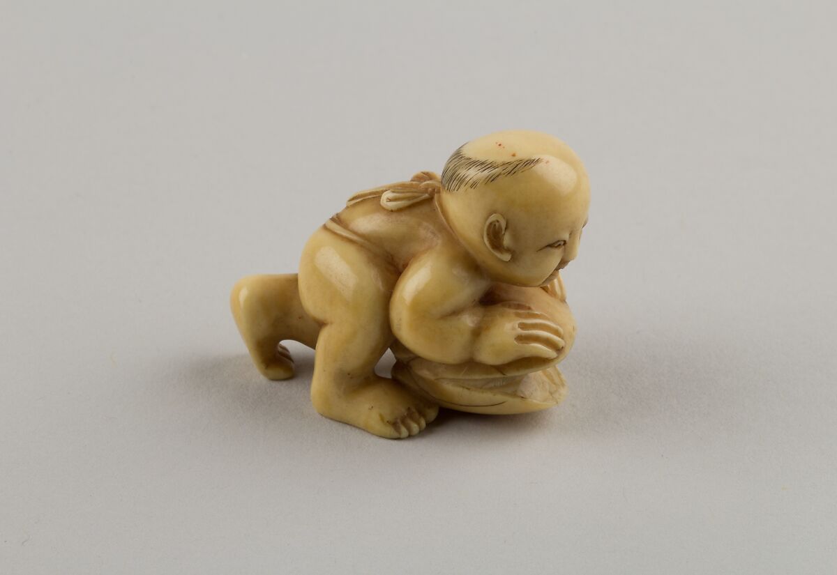 Netsuke of Child with a Shell, Ivory, Japan 