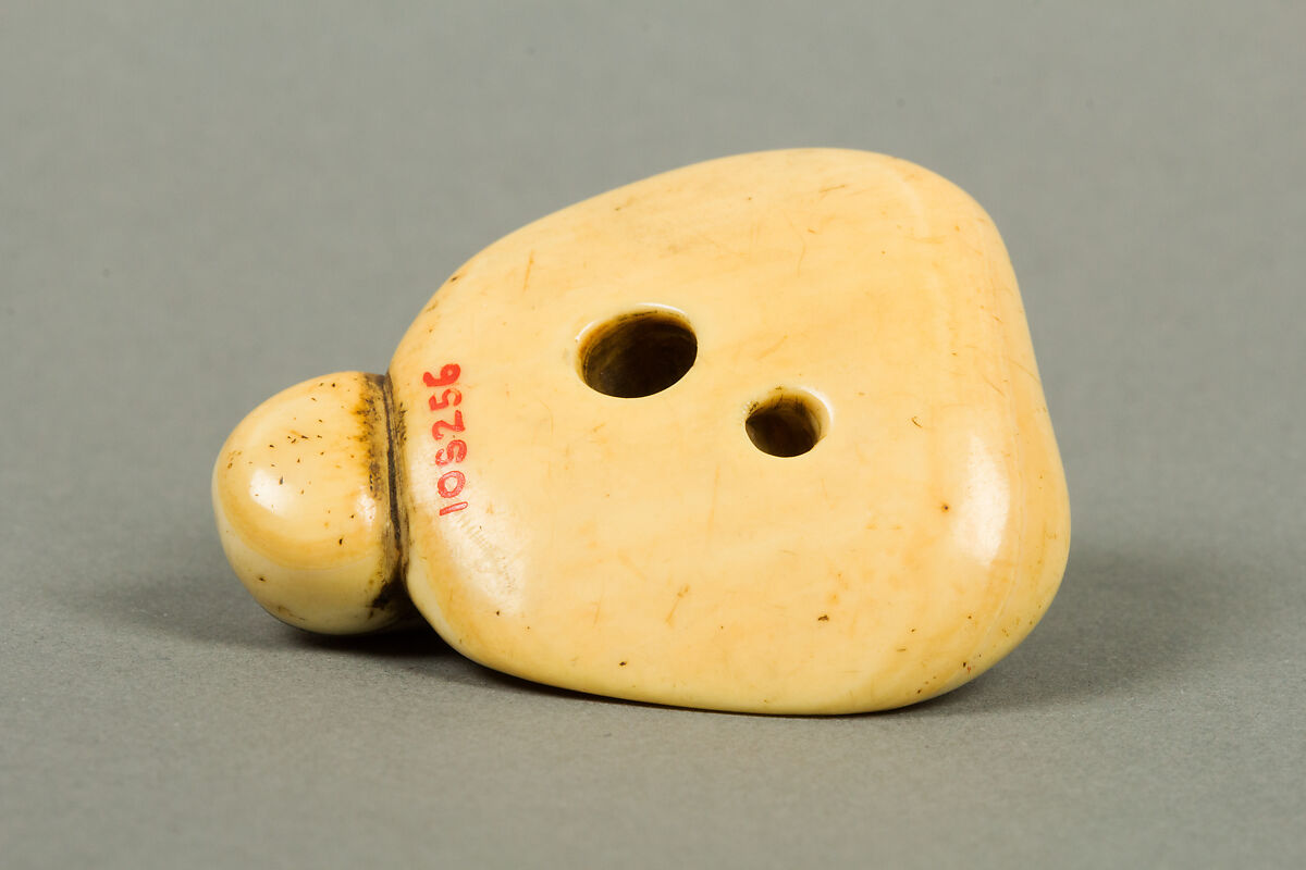 Netsuke of Monkey on a Mushroom, Ivory, Japan