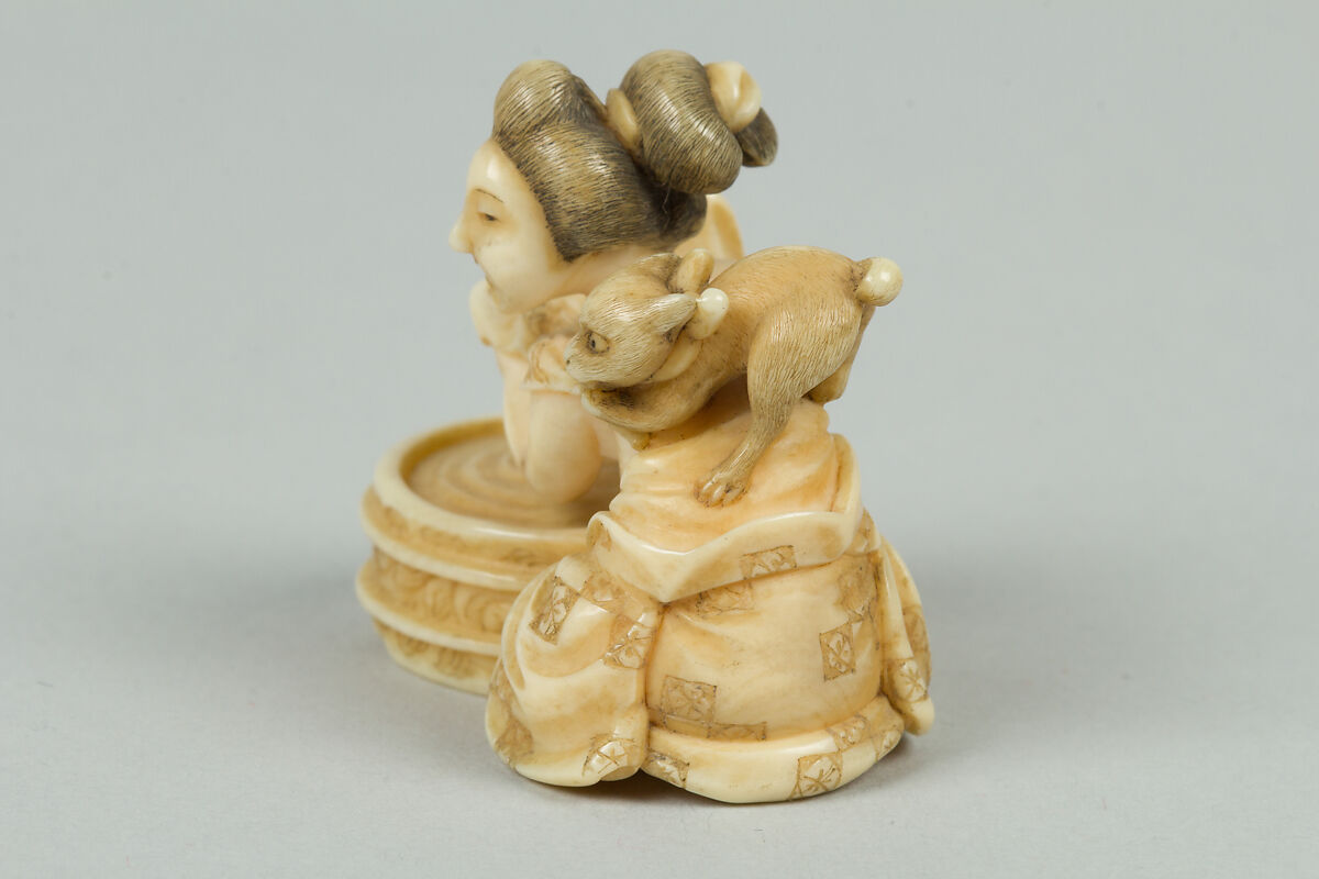 Netsuke of Woman Bathing, Ivory, Japan