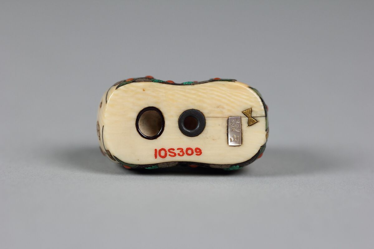 Dog Amulet (Inu Hariko), Shitayama, Ivory inlaid with mother-of-pearl, metal and cloisonné, Japan