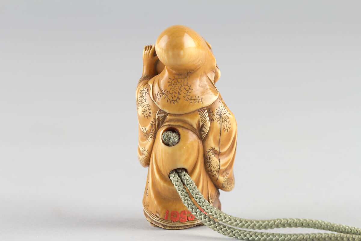 Netsuke of a Chinese sage, Ivory, Japan