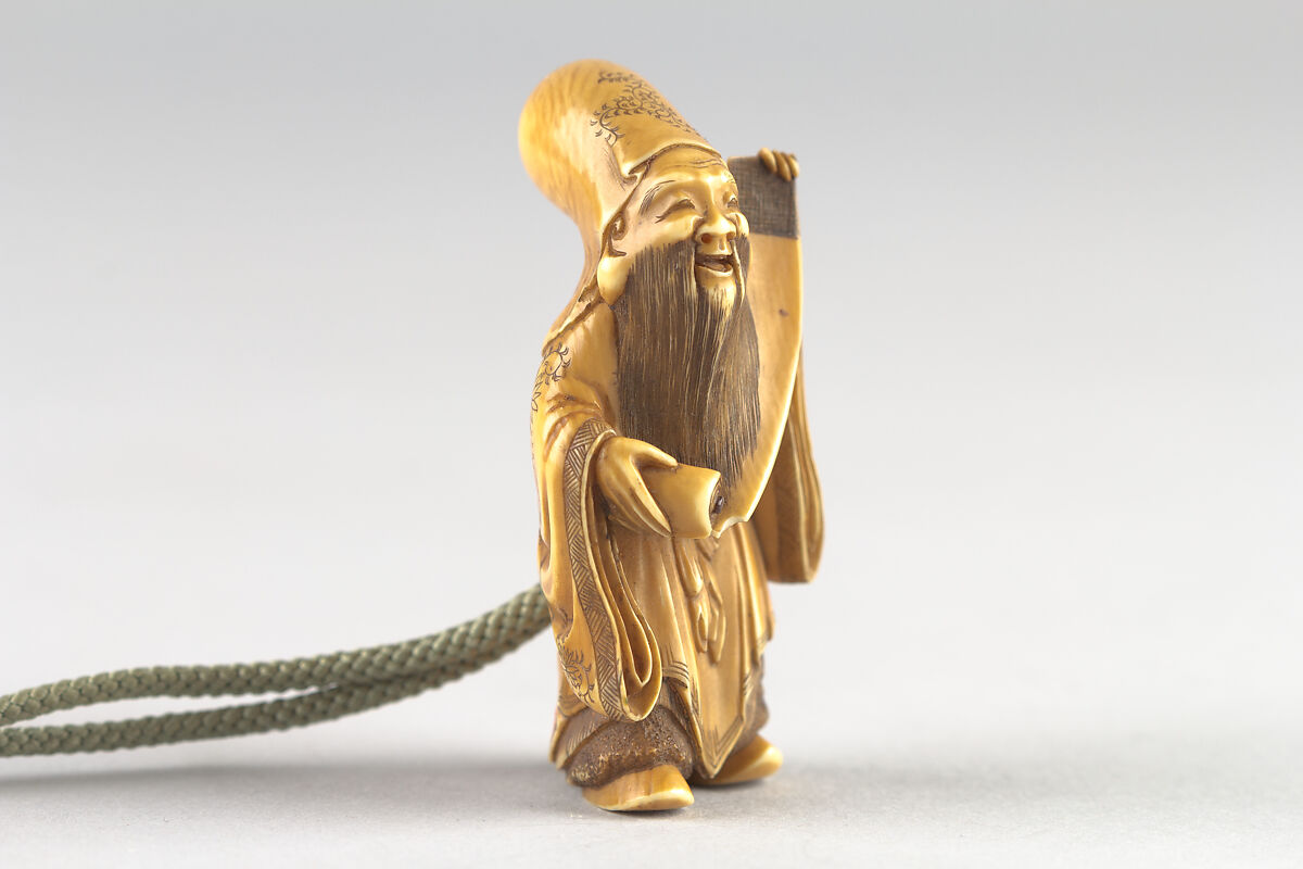 Netsuke of a Chinese sage, Ivory, Japan