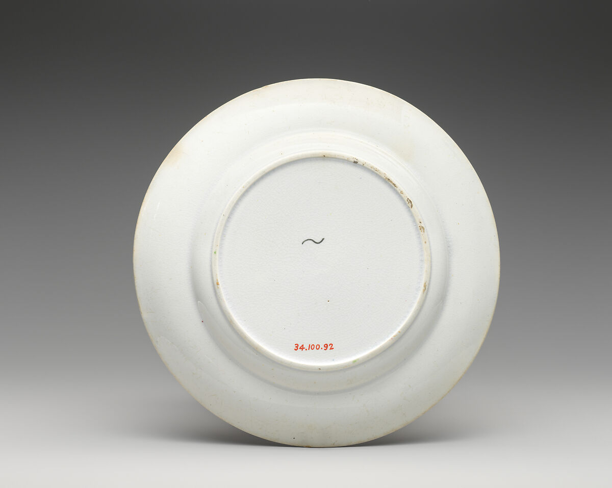 Plate, Majolica earthenware, spatterware, British