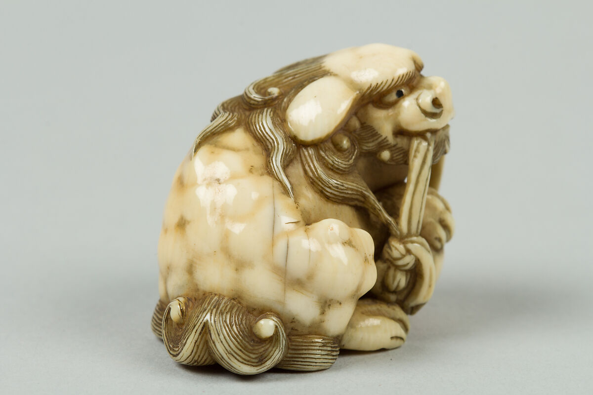 Netsuke of Qilin with a Ball, Ivory, Japan