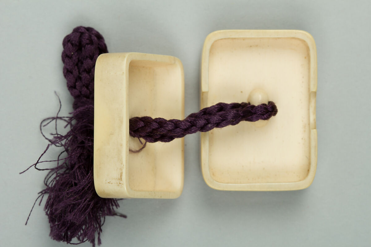 Netsuke of Miniature Box, Ivory inlaid with mother-of-pearl, Japan