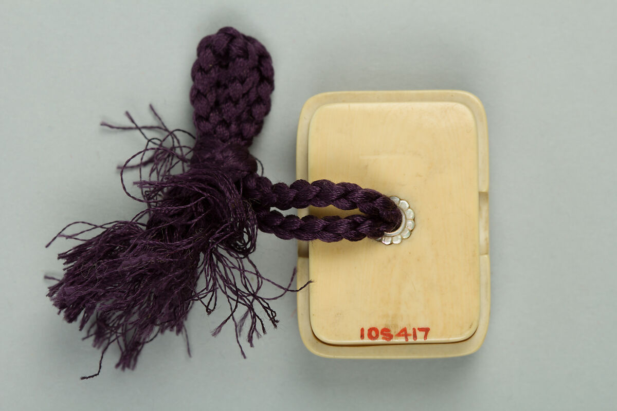 Netsuke of Miniature Box, Ivory inlaid with mother-of-pearl, Japan