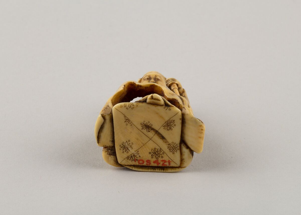 Netsuke of Woman Reading from a Scroll, Ivory, Japan