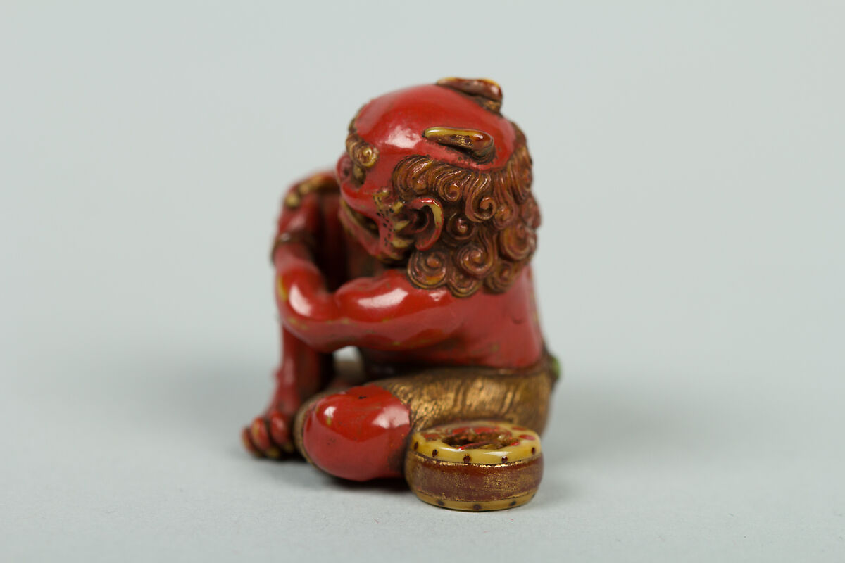 Netsuke of Demon, Red lacquer, Japan
