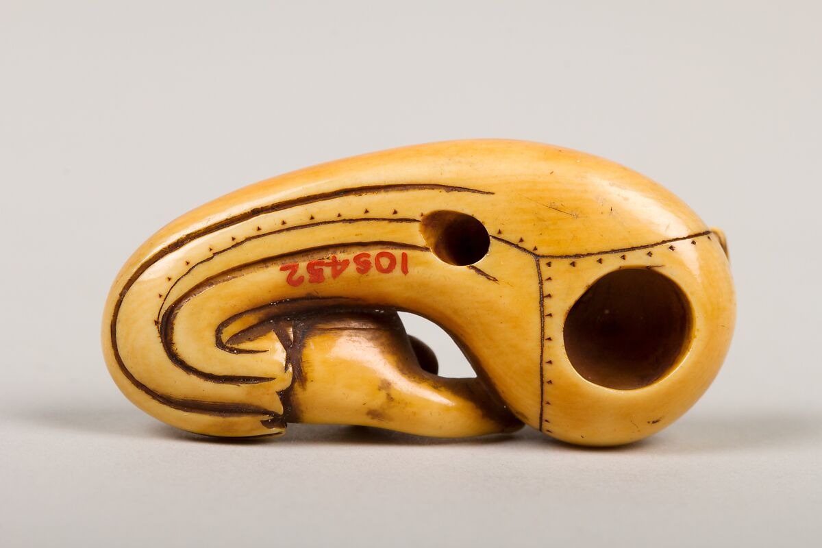 Netsuke of Boy Catching a Mouse in a Gourd, Ivory, Japan