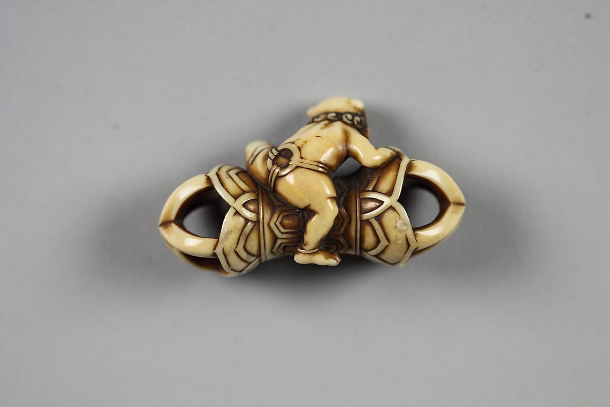 Netsuke of Demon with Gold Eyes, Ivory, Japan