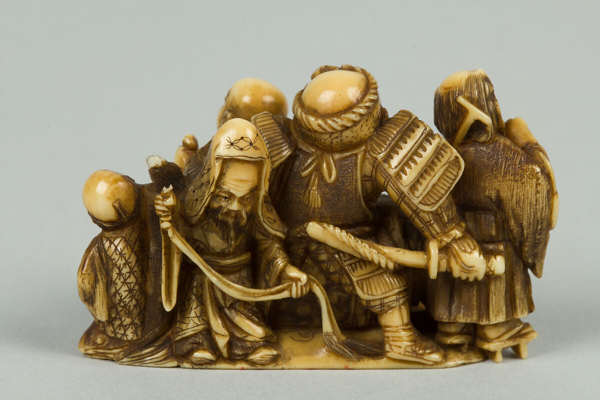 Netsuke with Group of Six Men, Ivory, Japan