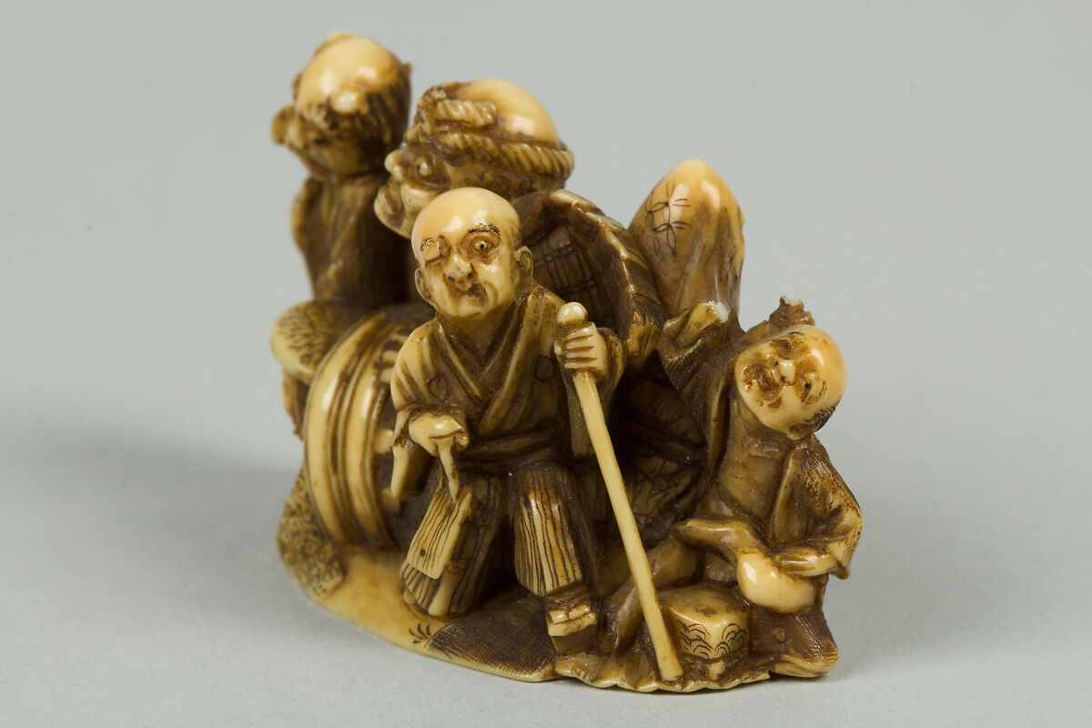 Netsuke with Group of Six Men, Ivory, Japan