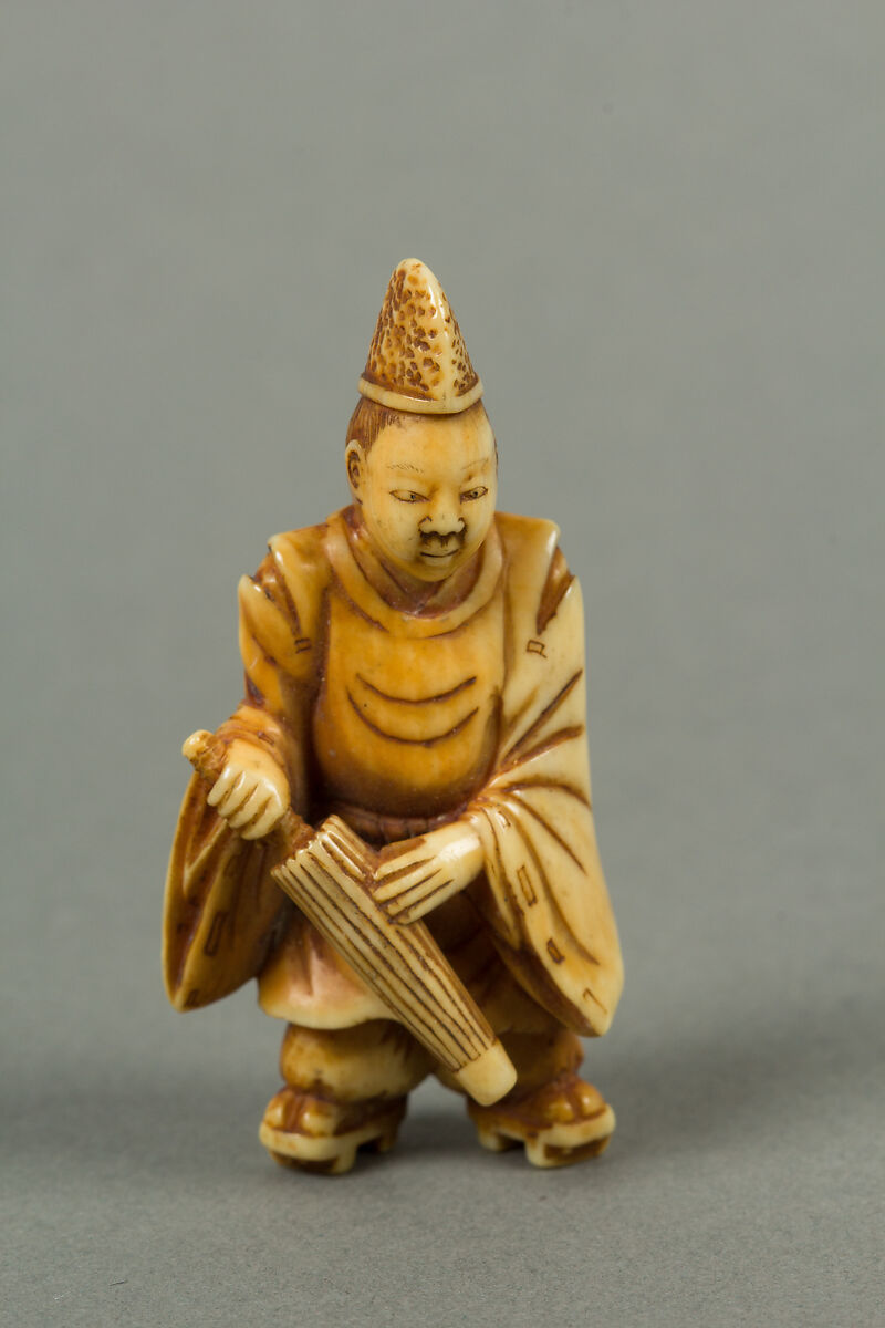 Netsuke of a Boy Carrying an Umbrella | Japan | Edo period (1615–1868 ...