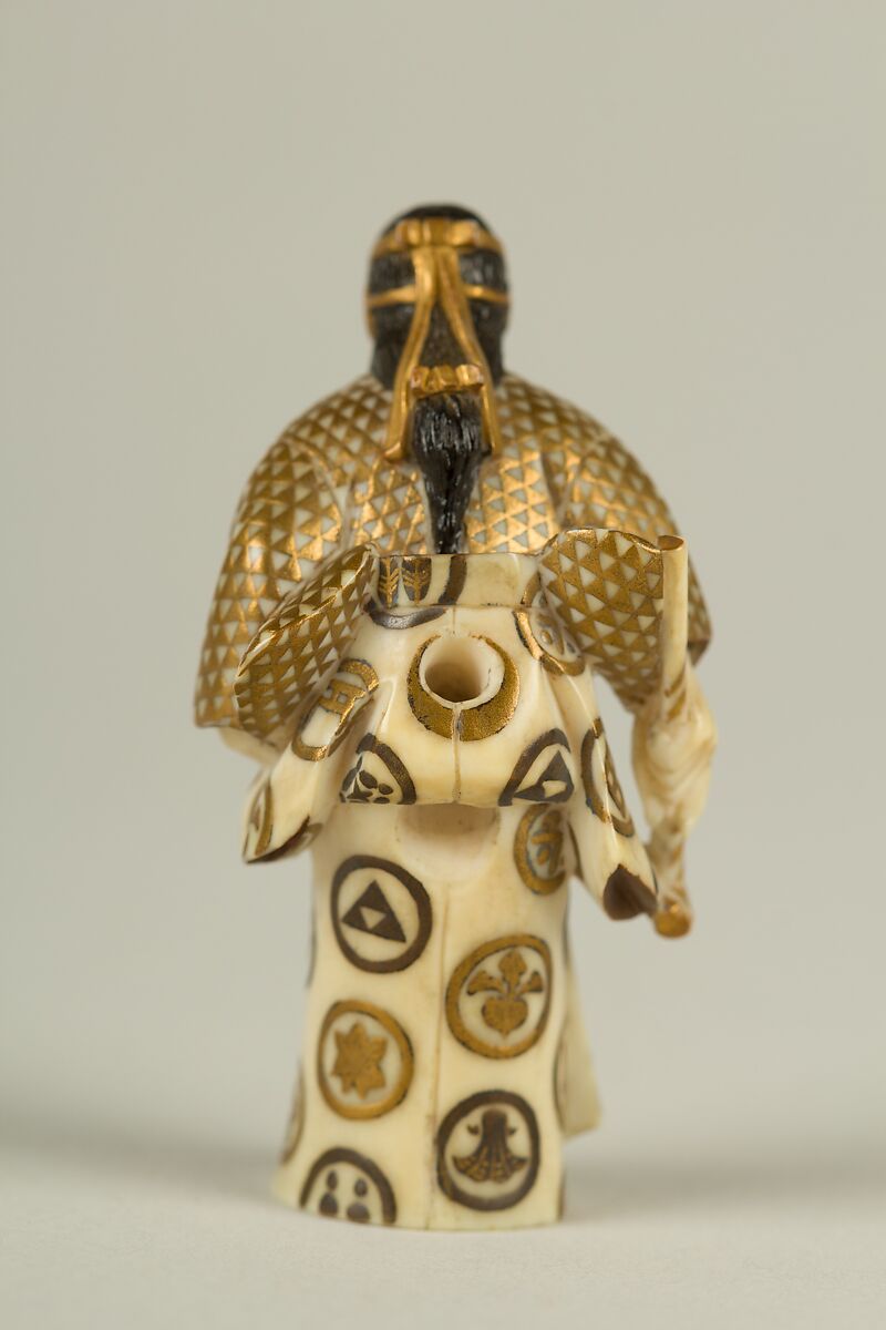 Netsuke of an Actor, Ivory with gold ornamentation, Japan