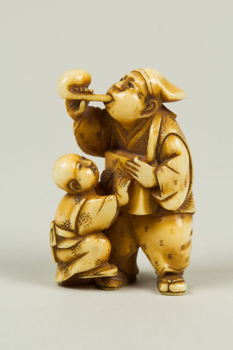 Netsuke of Man and Child, Ivory, Japan 