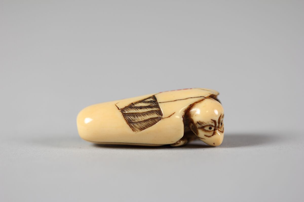 Netsuke of Monkey in a Bulb, Ivory, Japan 