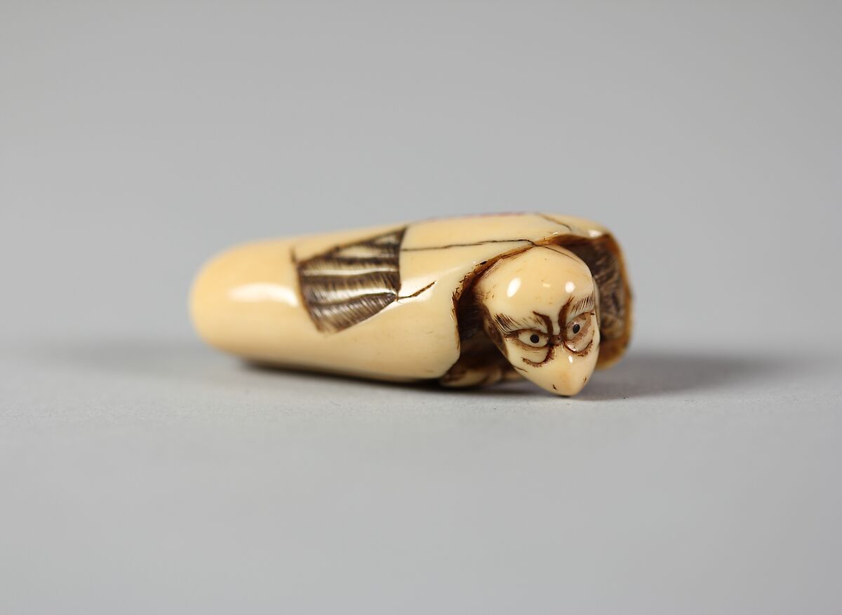 Netsuke of Monkey in a Bulb, Ivory, Japan