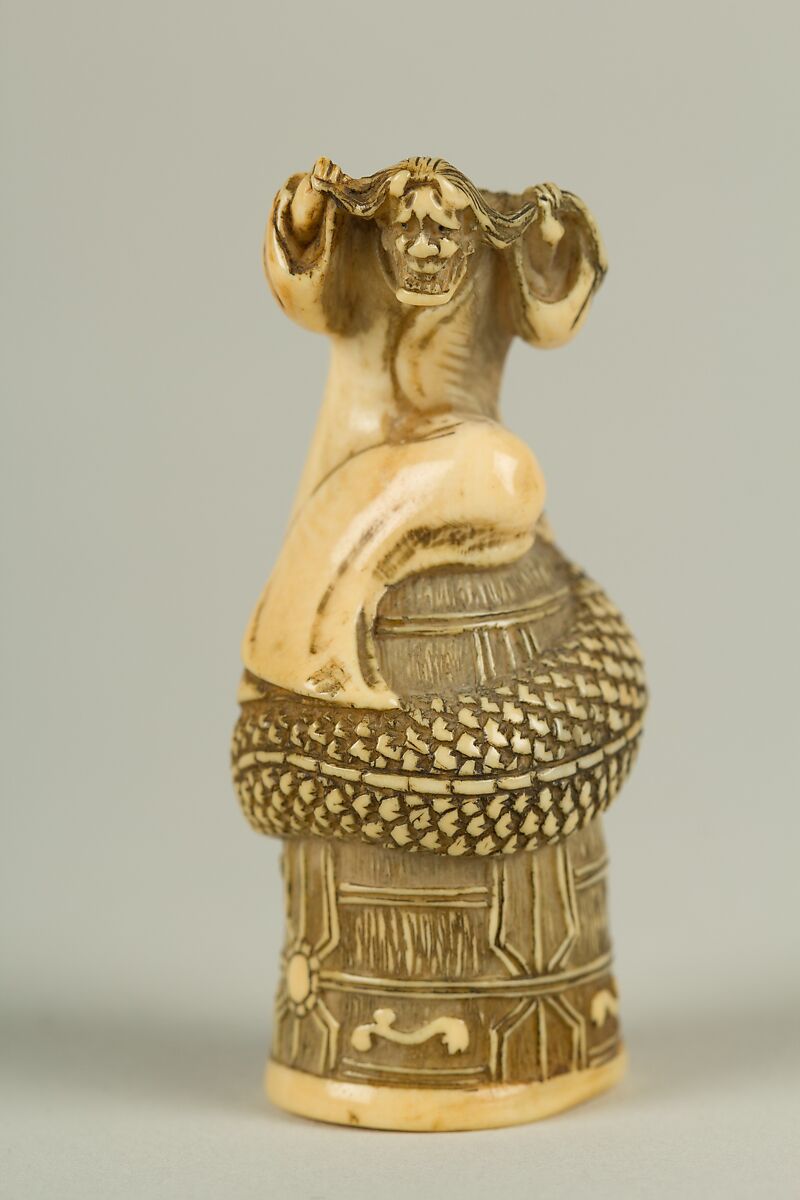 Netsuke of Kiohime on the Bell, Ivory, Japan 