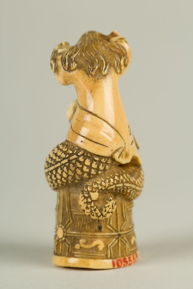 Netsuke of Kiohime on the Bell, Ivory, Japan