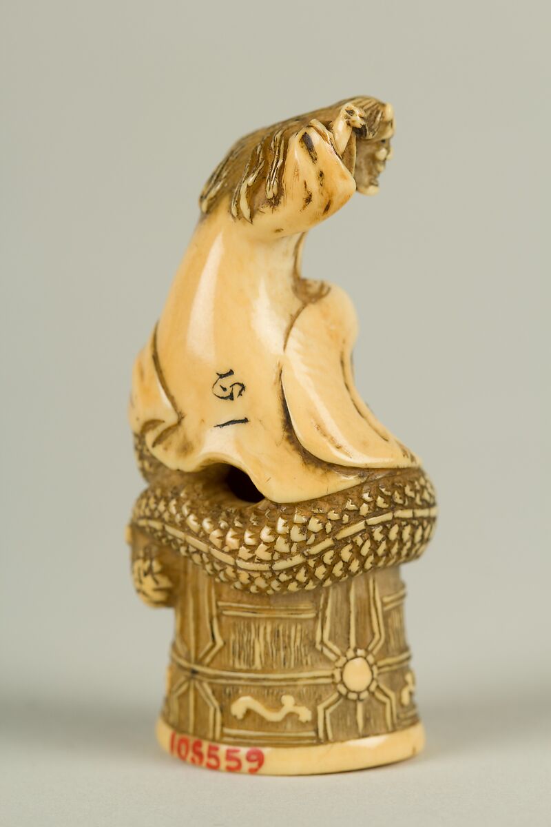 Netsuke of Kiohime on the Bell, Ivory, Japan