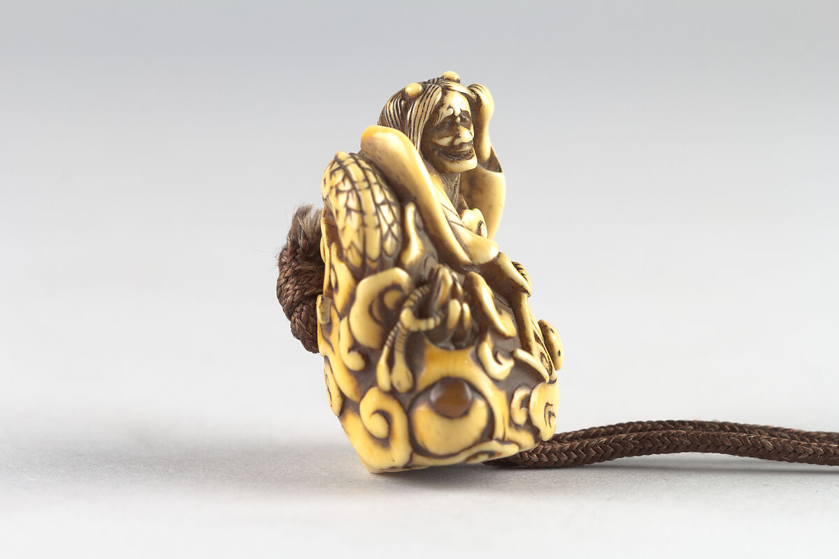 Netsuke in the Shape of a Demon, Carved ivory in the shape of a demon, Japan