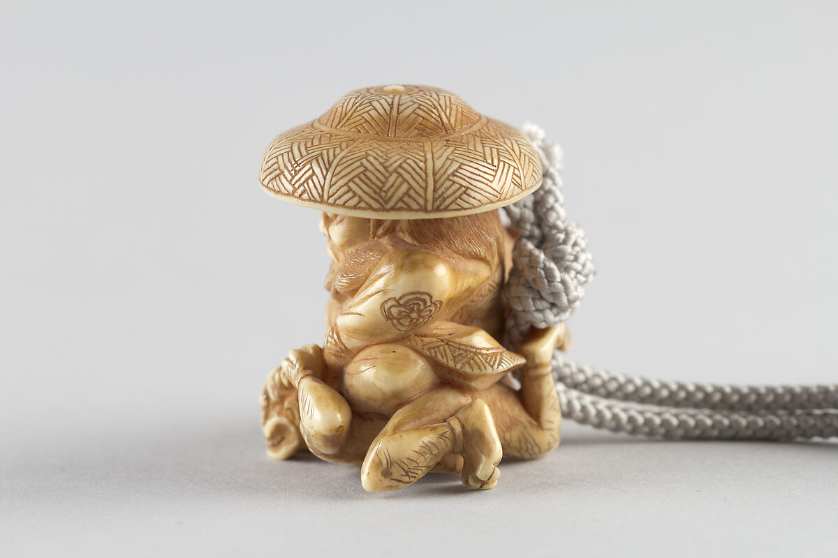 Netsuke of Shoki, the Demon-Queller, Carved ivory, Japan