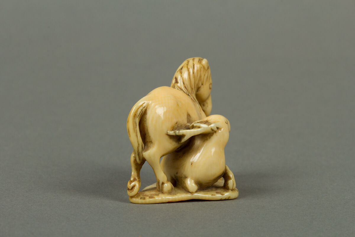 Netsuke of Horse and Deer, Ivory, Japan