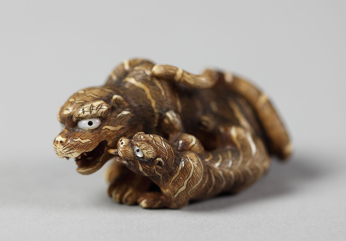 Netsuke of Tiger and Cub, Ivory, Japan 