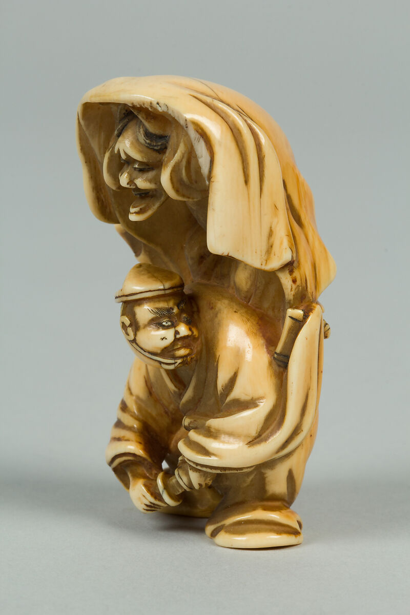 Netsuke of Two Figures, Ivory, Japan