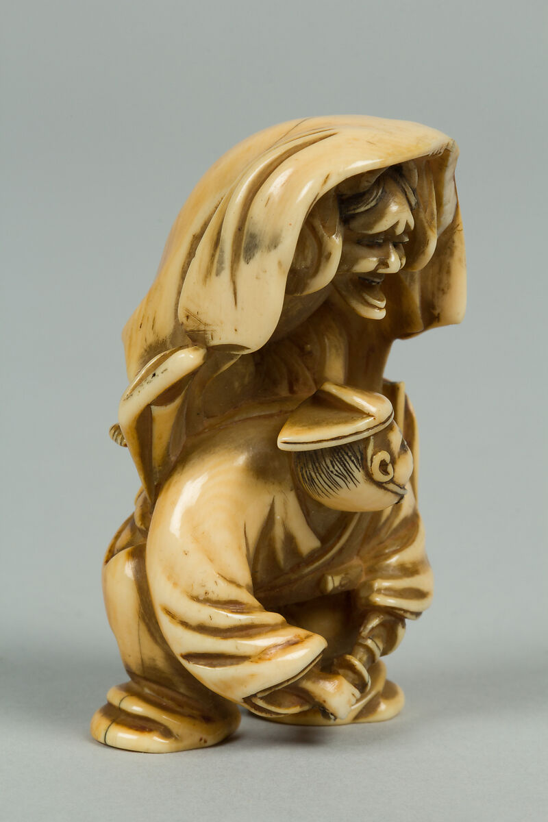 Netsuke of Two Figures, Ivory, Japan