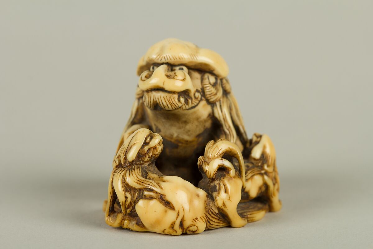 Netsuke of Lion and Cubs, Ivory, Japan