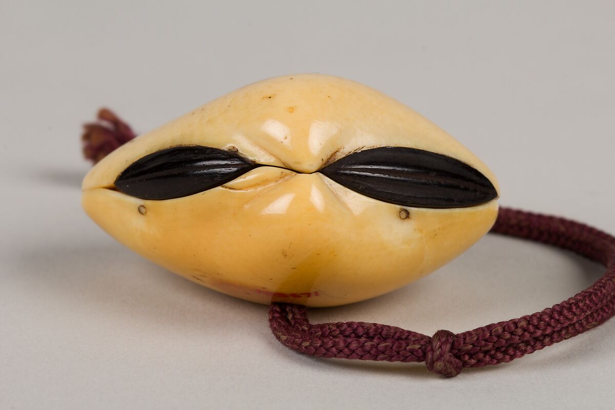 Netsuke in the form of a Clamshell Containing a Landscape, Ivory, Japan