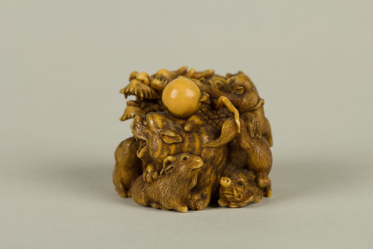 Netsuke of Group of Animals, Ivory, Japan